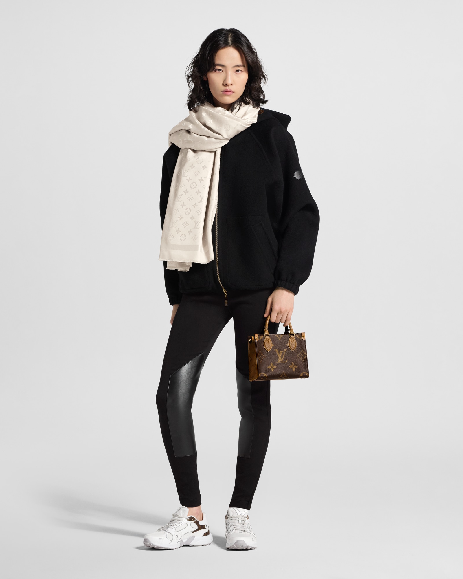 Monogram Blanket Shawl - Oversized Square Black Scarf | LOUIS